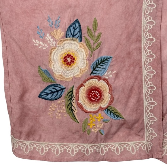 Hummingbird Rose Pink Kimono Cardigan with Embroidered Floral Detail – Size M/L - Picture 3 of 8